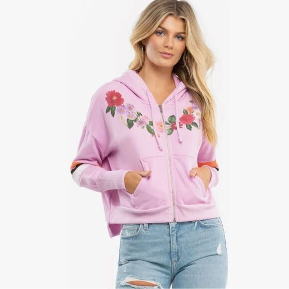 NWT Wildfox Theo Rose Stripe Hoodie Jacket - Picture 1 of 8